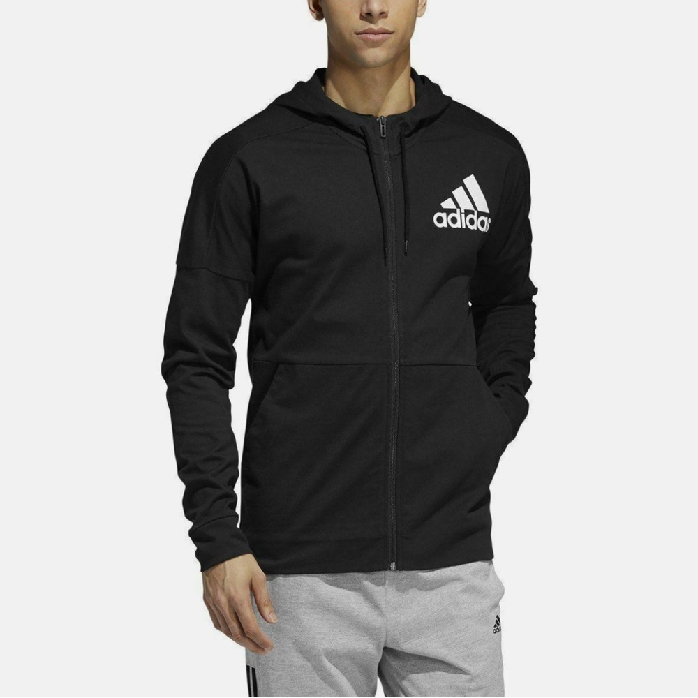 Adidas Men's Black Full-Zip Hoodie